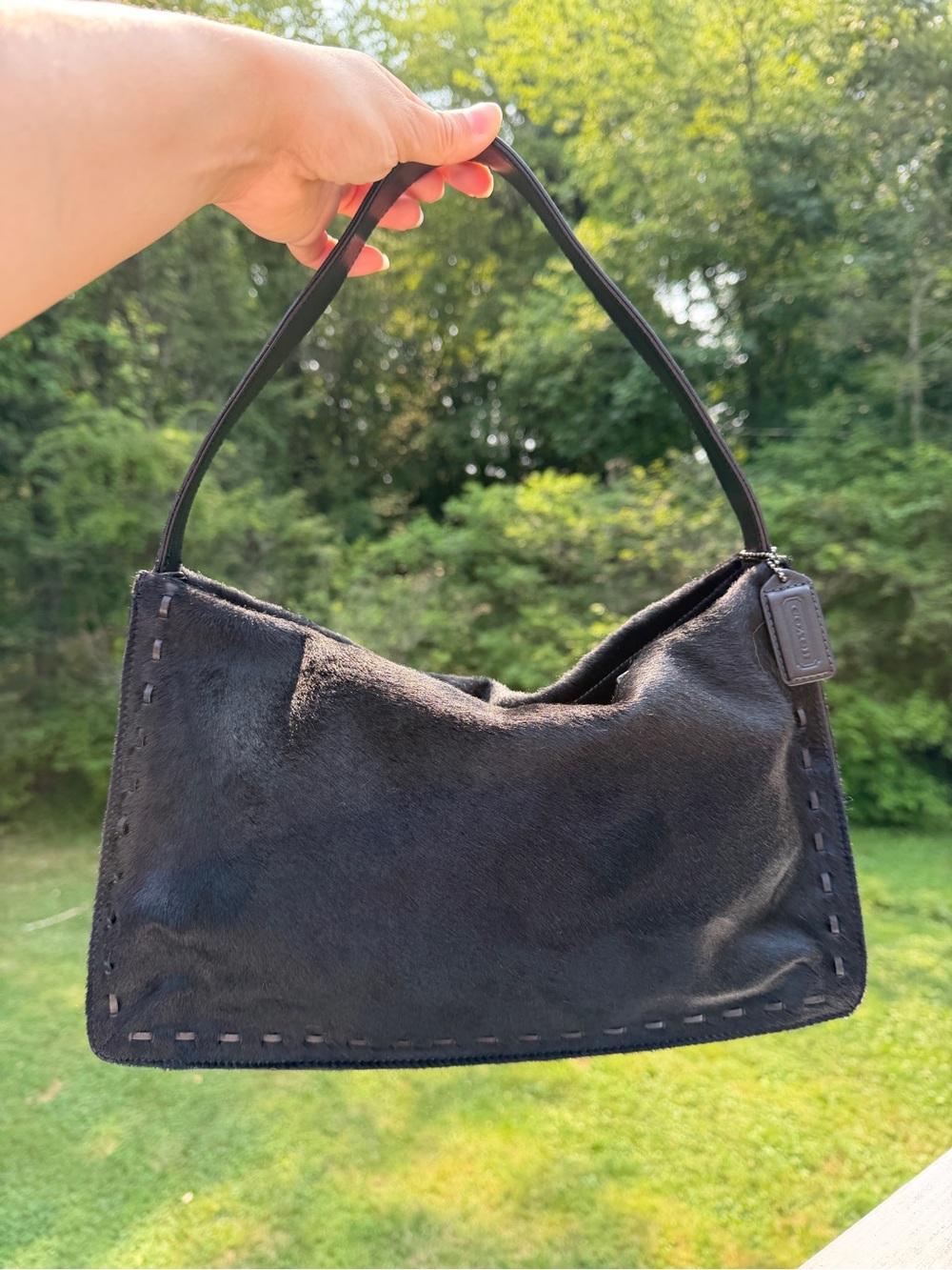 Coach West End Haircalf Medium Hobo 9469 Black Shoulder Bag Y2K